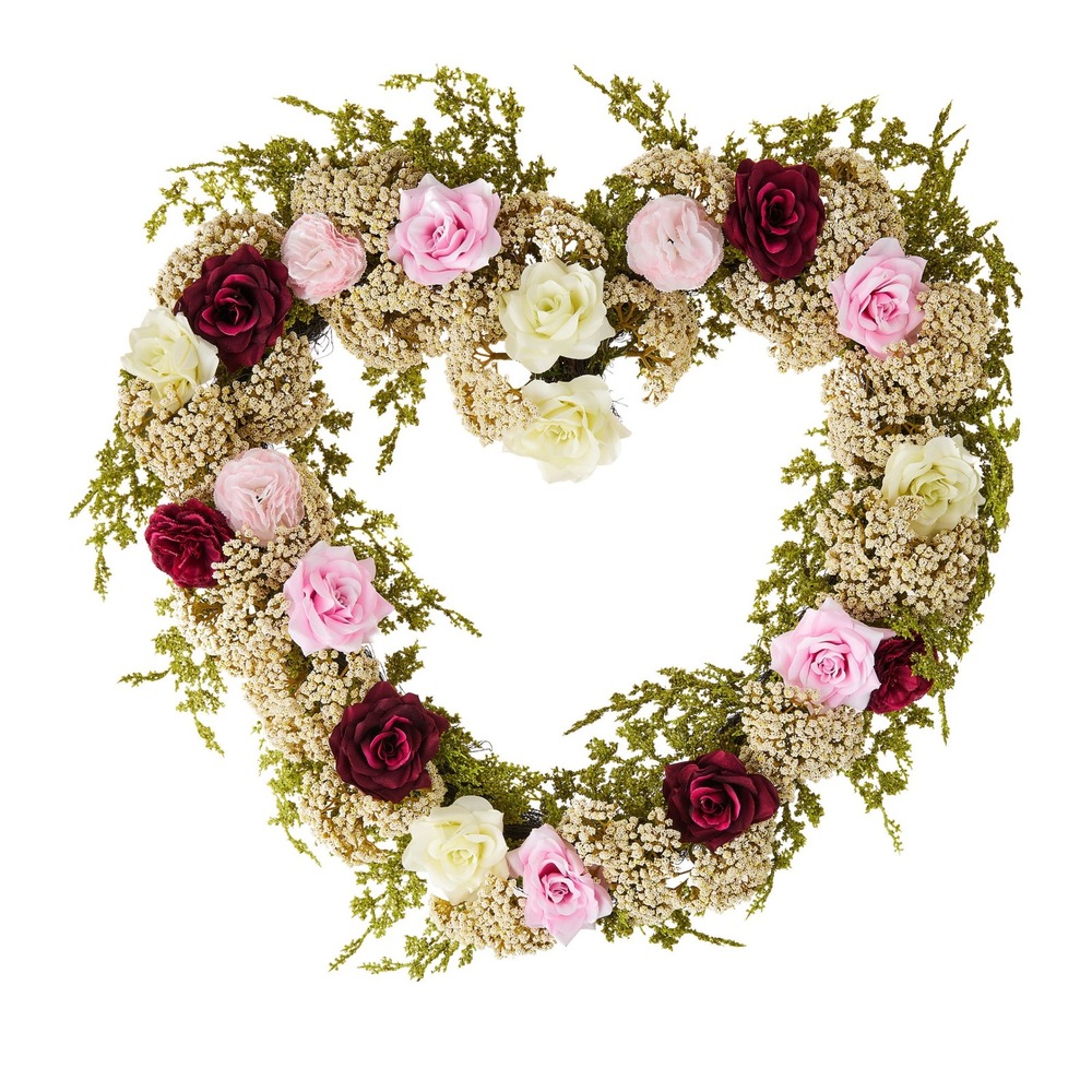 My Texas House Rose Wreath Floral Heart Wall Decor Coquette 22‎ in